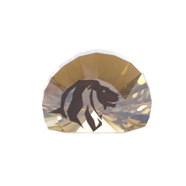 スワロフスキー SWAROVSKI SCS限定 ライオンヘッド ペーパーウェイト 置物 茶 ブラウン...