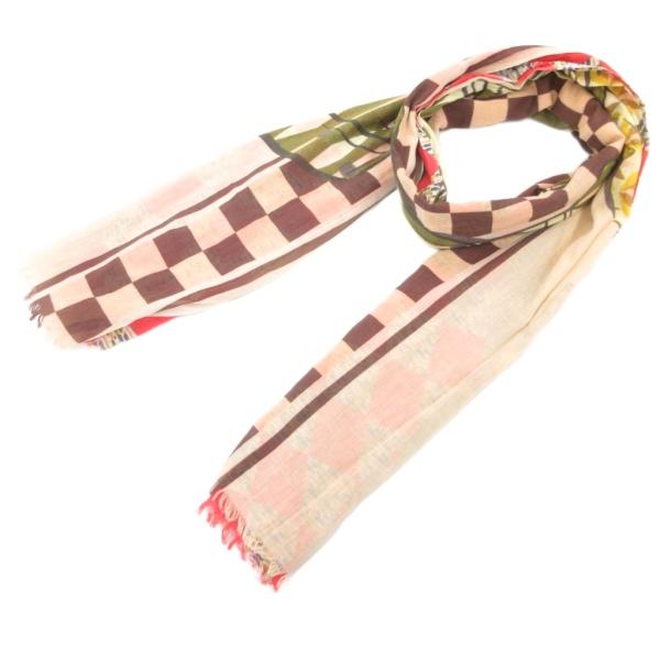 ストリアティピック STURIATIPIC 大判ストール チェス チェック 総柄 ベージュ 赤 レッ...