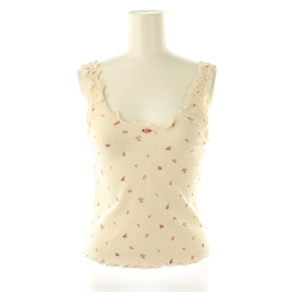 リリーブラウン Lily Brown 24AW コットンフリルタンク タンクトップ 花柄 Uネック ...