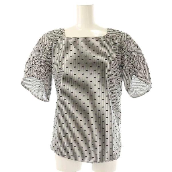 シーバイクロエ SEE BY CHLOE スクエアネック ストライプ 半袖 カットソー I40 ブラ...