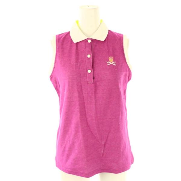 マーク＆ロナ MARK&amp;LONA ノースリーブポロシャツ カットソー ゴルフウエア M マゼンタピン...