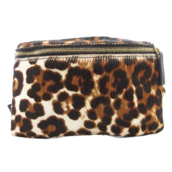 メゾンボワネ MAISON BOINET ハラコミニボディバッグ ヒップ レオパード柄 ヒョウ柄 茶...