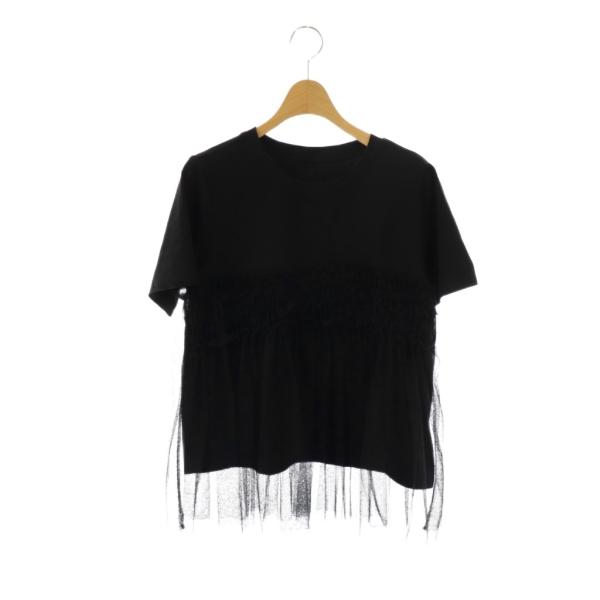 アンドドットノスタルジア NOSTALGIA ドットチュールフリルギャザーTシャツ カットソー M ...