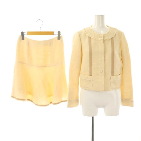 エムズグレイシー M'S GRACY ノーカラージャケット スカート セットアップ スーツ 38 ラ...