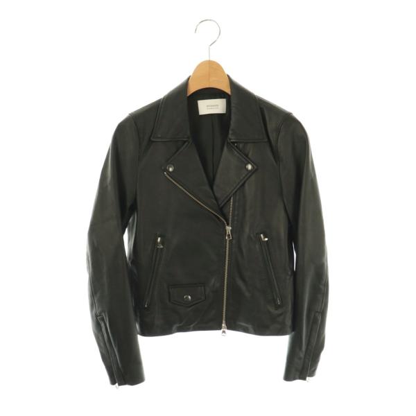 ステュディオス STUDIOUS ダブルライダースジャケット 革ジャン 0 黒 ブラック /AT ■...