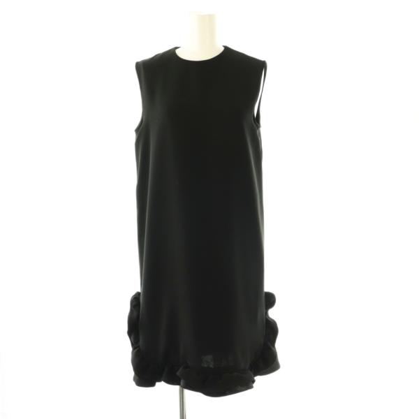 ヨーコチャン YOKO CHAN 23年 フリルワンピース ノースリーブ ひざ丈 36 ブラック /...