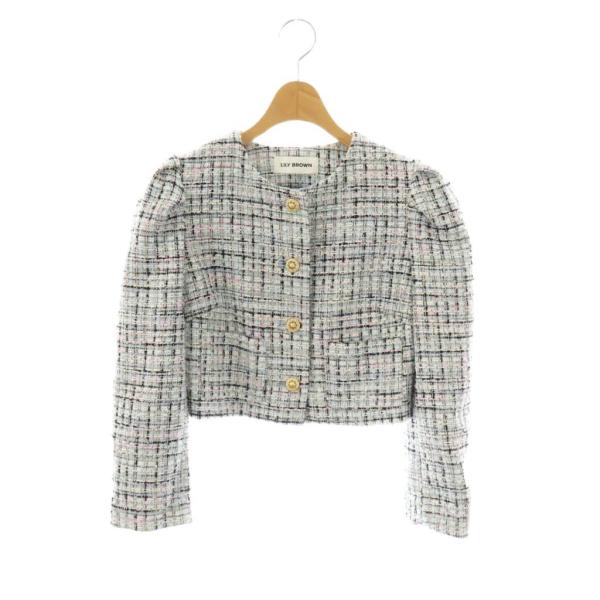 リリーブラウン Lily Brown 23SS スプリングツイードジャケット ノーカラージャケット ...