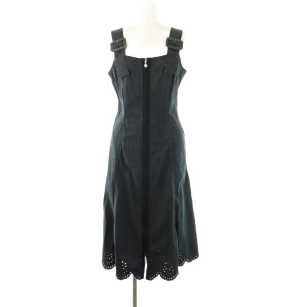 エムズグレイシー M'S GRACY 23年製 デニムライクジップワンピース ノースリーブ ミモレ ...