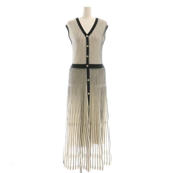 ジャスグリッティー JUSGLITTY 24SS 配色 プリーツ ニット ワンピース ロング ノース...