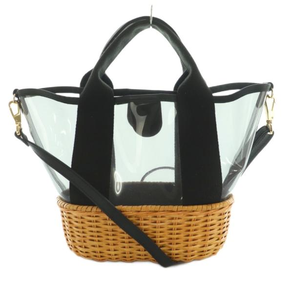 ヴィオラドーロ VIOLA d'ORO PVC×スプリットラタン2WAYハンド ショルダー 巾着付き...