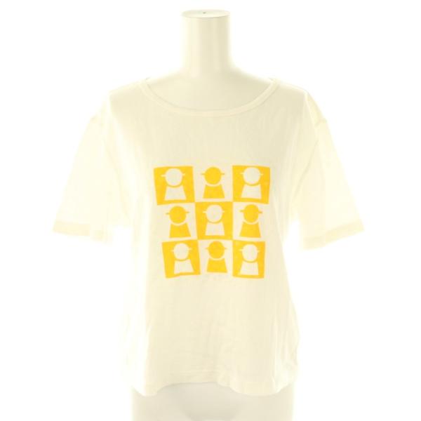 ピッコーネ PICONE プリント Tシャツ カットソー 半袖 コットン 38 白 オレンジ /NR...