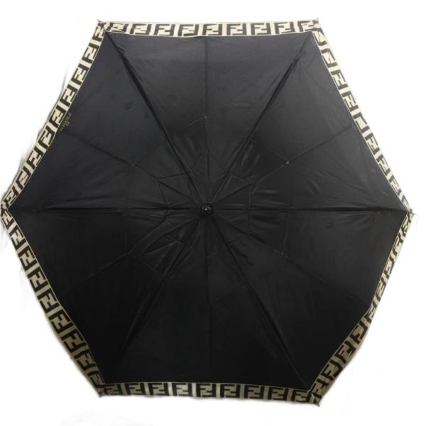 フェンディ FENDI ズッカ柄折り畳み傘 総柄 黒 ブラック ベージュ /SR ■SH ■OH レ...