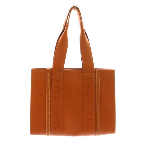 クロエ CHLOE woody medium トートバッグ ロゴ レザー 茶 ブラウン /AQ ■O...