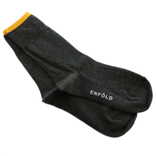 未使用品 エンフォルド ENFOLD ラインソックス 靴下 38 ダークグレー /SS ■OS レデ...