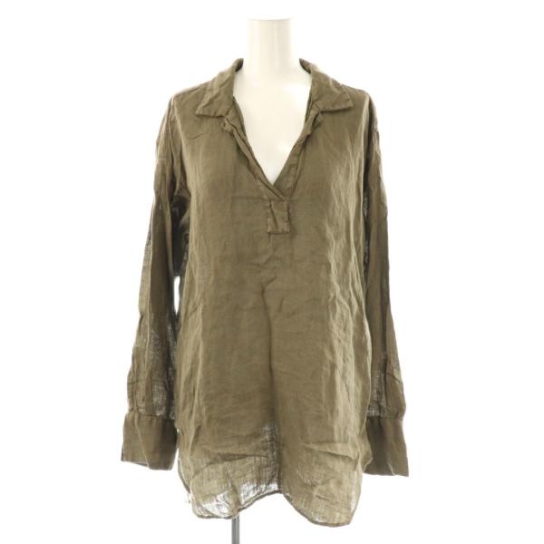 バグッタ Bagutta PAMELAT リネン スキッパーシャツ チュニック丈 XS ブラウン /...