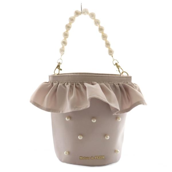 未使用品 メゾンドフルール Maison de FLEUR パール2Wayフリル巾着バッグ ハンド ...