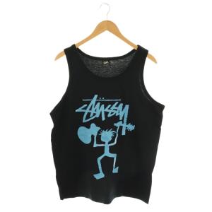 ステューシー STUSSY シャドーマン ロゴ タンクトップ ノースリーブ L ブラック /HK ■OS メンズ