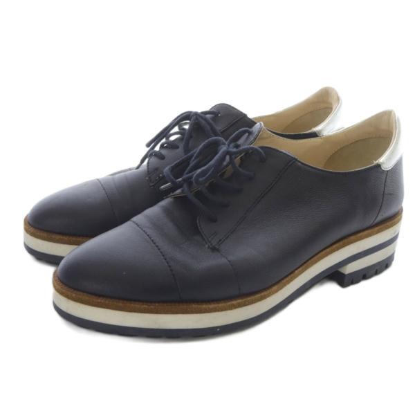 ジルサンダー JIL SANDER ネイビー レザー レースアップシューズ 37 紺 ネイビー /S...