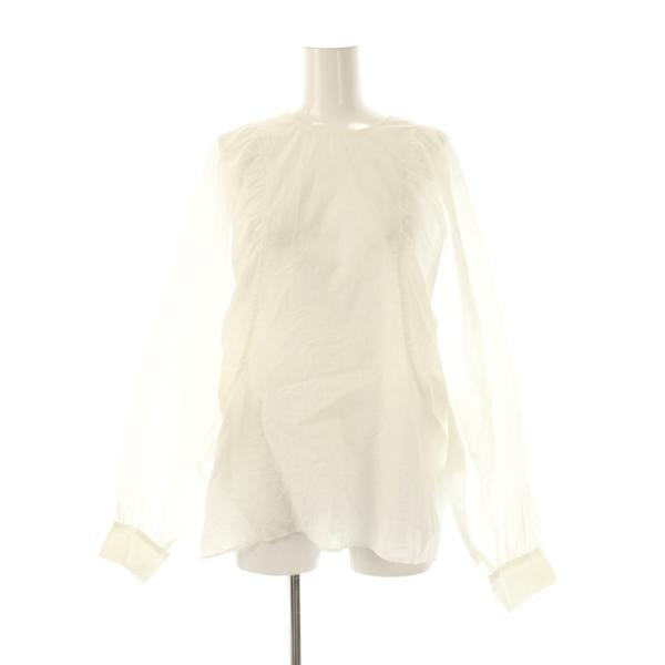 セントオブ SCENTOF クルーネックギャザーブラウス 長袖 ホワイト /DO ■OS レディース