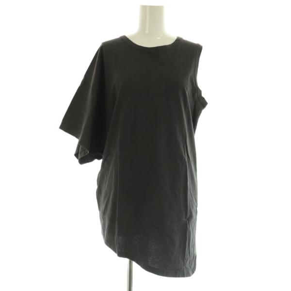 ウーア Uhr アシンメトリーショートスリーブTシャツ 変形カットソー チャコールグレー /MY ■...