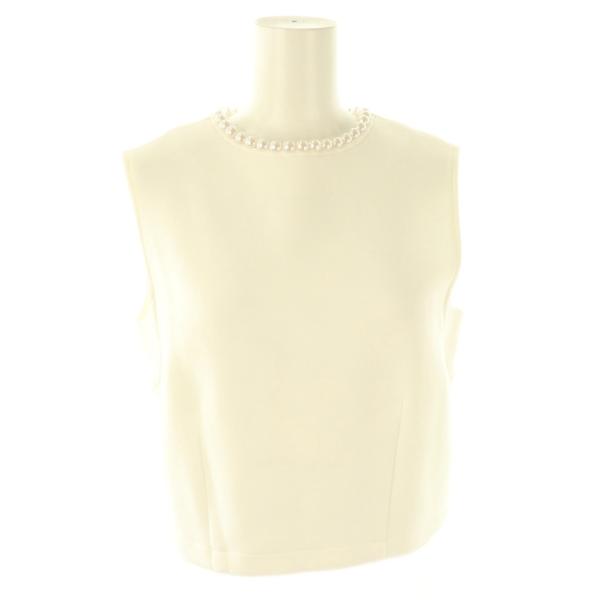 リランドチュール Rirandture フェイクパールノースリーブトップス カットソー 2 ホワイト...