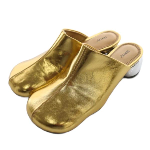 アメリ Ameri 25SS OVAL MOTIF VOLUME MULE ミュール S 金色 ゴー...