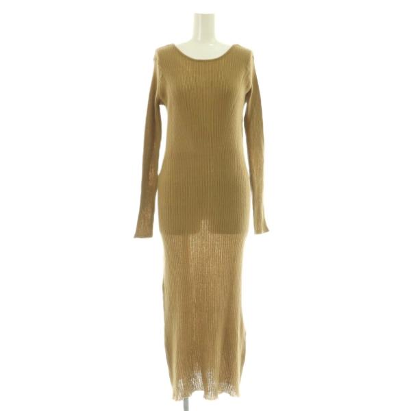 アメリヴィンテージ Ameri VINTAGE ニットワンピース ロング 長袖 S ベージュ /MY...