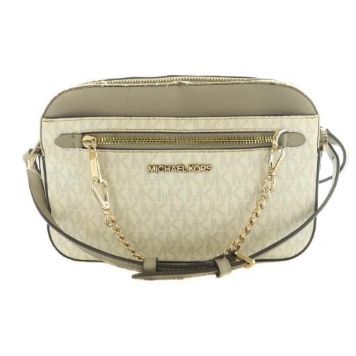 マイケルコース ジェットセット ラージ ロゴ クロスボディ バッグ ショルダー グレー 35S1GT...