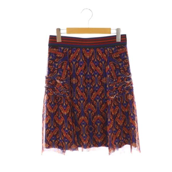 ヴィヴィアンタム VIVIENNE TAM 総柄ナイロンスカート フレアスカート ひざ丈 0 マルチ...