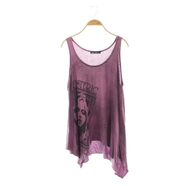 ヒステリックグラマー HYSTERIC GLAMOUR ノースリーブカットソー シルク混 F パープ...