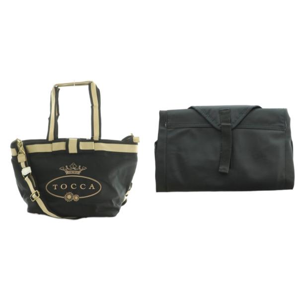 未使用品 トッカ TOCCA マザーズバッグ トート ショルダー マタニティ シート付き 黒 ブラッ...