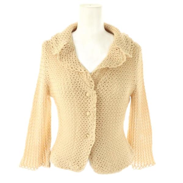 シビラ SYBILLA ニットカーディガン 七分袖 透かし編み M ベージュ /AT ■OS レディ...