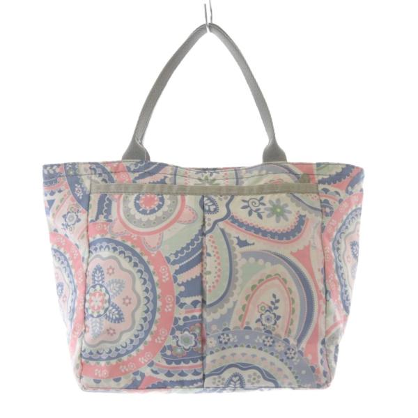 レスポートサック LesportSAC トートバッグ ハンドバッグ ポーチ付き 青 ブルー 白 ホワ...