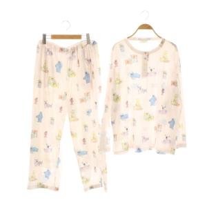 ジェラートピケ gelato pique 24AW SESAME STREET 総柄 プルオーバー ロングパンツ カットソー パジャマ セットアップ F ピンク