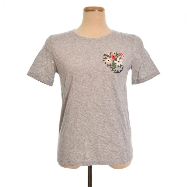 ケイトスペード KATE SPADE 半袖 刺繍 Tシャツ カットソー XS グレー ■FY レディ...