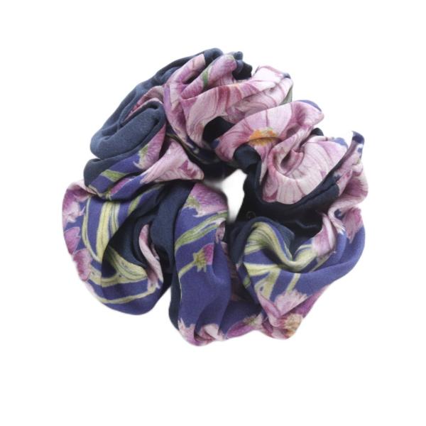 コンプレックスビズ Complex Biz フラワープリントシュシュ ヘアゴム 紺 ネイビー ピンク...