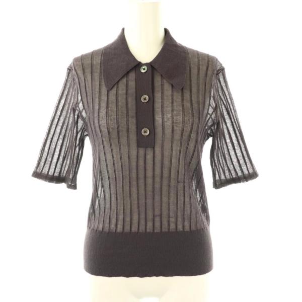 イエナ IENA 25AW FILMY COTTON 襟付きプルオーバー シアーニット 五分袖 ダー...