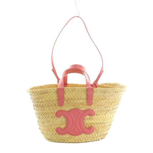 セリーヌ CELINE Teen Trionphe トリオンフ かごバッグ ラフィア ベージュ ピン...