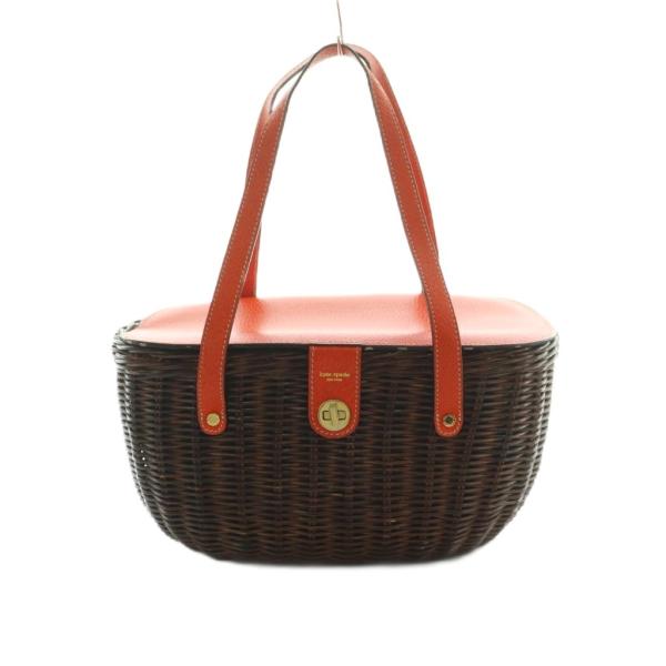 ケイトスペード KATE SPADE かごバッグ ハンドバッグ ダークブラウン オレンジ /MI ■...