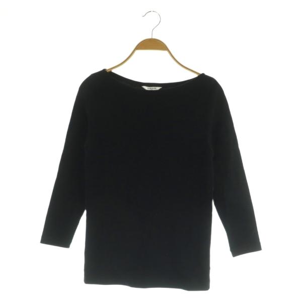 オーラリー AURALEE IENA別注 七分袖カットソー ボートネック コットン 1 ブラック /...