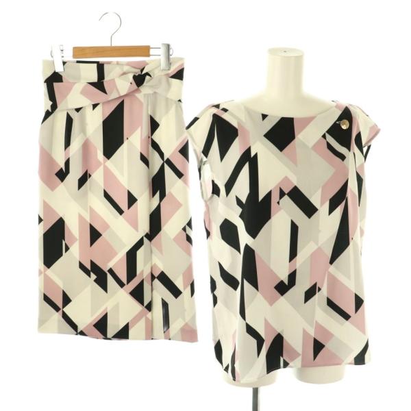 ピンキー&amp;ダイアン ピンダイ PINKY&amp;DIANNE 幾何プリント ブラウス ツイストスカート セ...