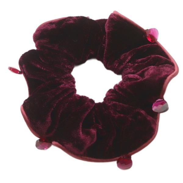 アレクサンドルドゥパリ Alexandre De Paris ベロアビジューシュシュ 紫 パープル ...