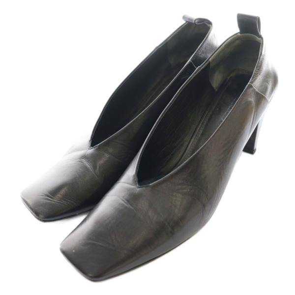 ジルサンダー JIL SANDER アンクルリングパンプス レザー 38 黒 ブラック /SS ■O...