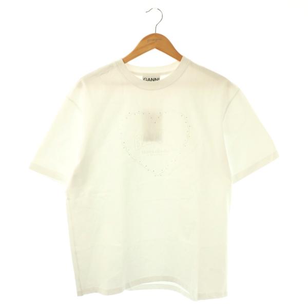 ガニー GANNI Heavy Cotton Drop Shoulder Heart Tシャツ カッ...