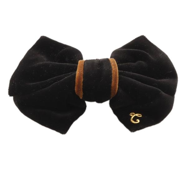 コンプレックスビズ Complex BIZ ベロアリボンバレッタ ロゴ 黒 ブラック 茶 ブラウン ...