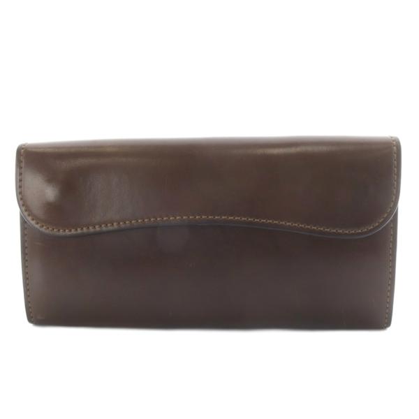 ワイルドスワンズ WILDSWANS WAVE 長財布 シェルコードバン ダブルホック ブラウン /...