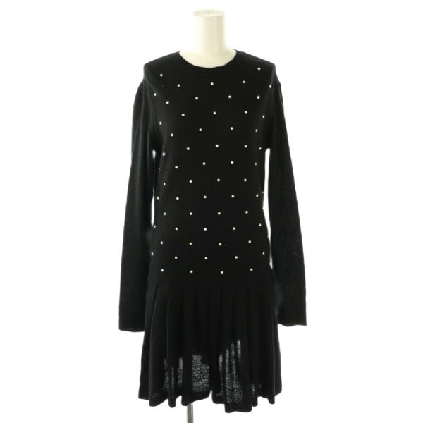 シャネル CHANEL P50016 モヘアカシミヤ パール ココマーク ニットワンピース 膝丈 4...