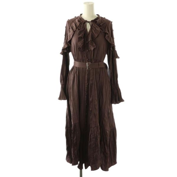 リリーブラウン Lily Brown ベルテッドワッシャーフリルワンピース F モカ /DO ■OS...