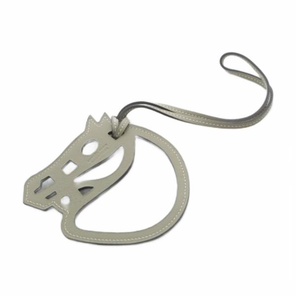 エルメス HERMES パドック シュバル バッグ チャーム キーホルダー レザー グレージュ /S...