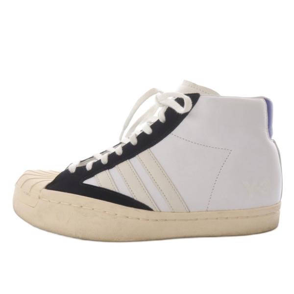 ワイスリー Y-3 YOHJI PRO スニーカー ハイカット レザー US6.5 ブラック ホワイ...